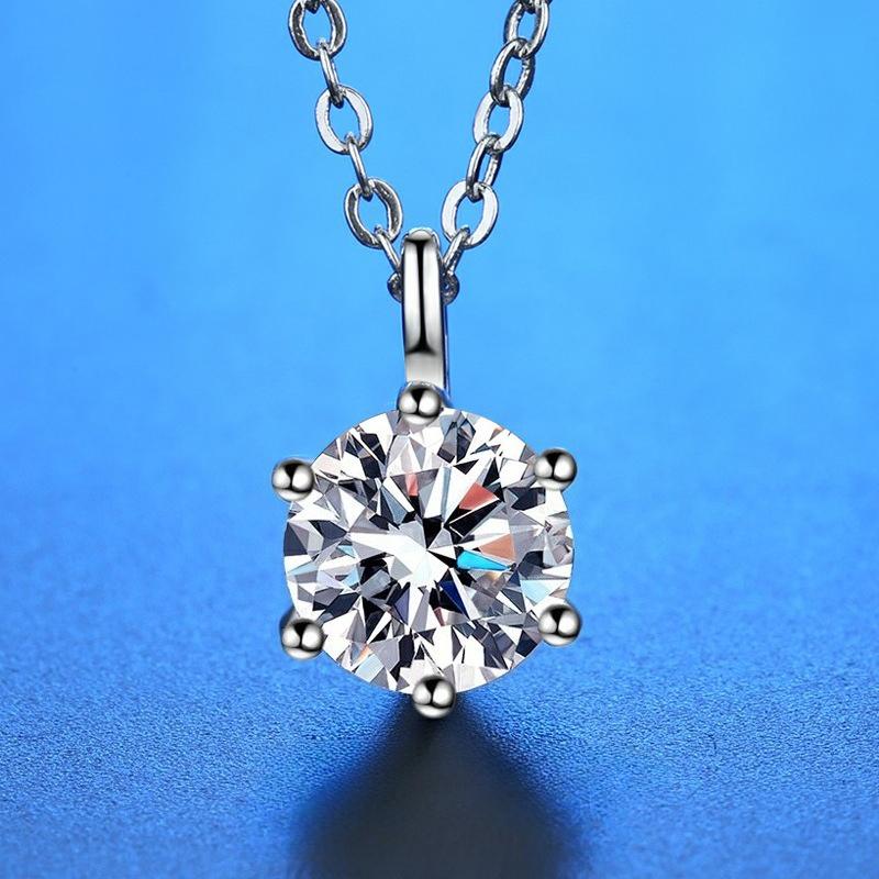 2ct Moissanite 925 Silver Necklace for Women Wedding Party Classic Sparkling Pendant