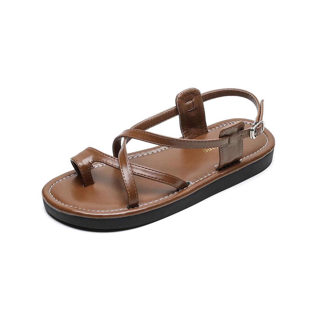 Versatile Cross Buckle Cover Toe Soft Sole Niche Holiday Platform Sandals Women