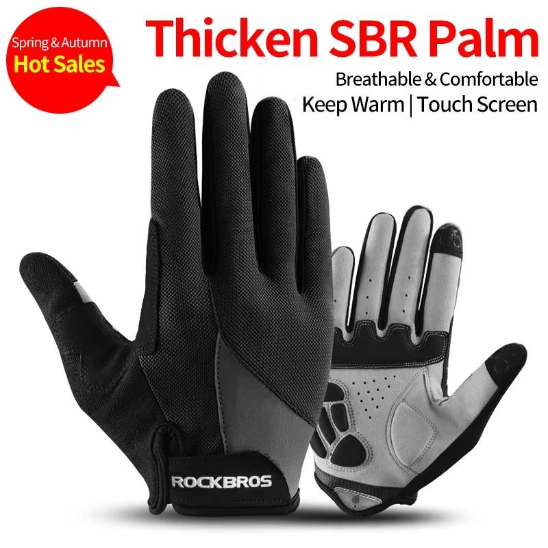 ROCKBROS Windproof Cycling Gloves Bicycle Touch Screen Riding MTB Bike Glove Thermal Warm Motorcycle Winter Autumn Bike Clothing