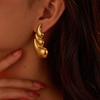 GEMCHIC Women's Geometric Abstract S-Shape Dangle Earrings, 18K Gold Plated Stainless Steel Fashion Drop Earrings for Women