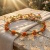 Couronne de Fleurs Roses avec Liane de Cheveux Bandeau Floral Bohème Couronne Florale Hawaïenne Couronne Florale de Fête pour Mariage Photos de Vacances à la Plage