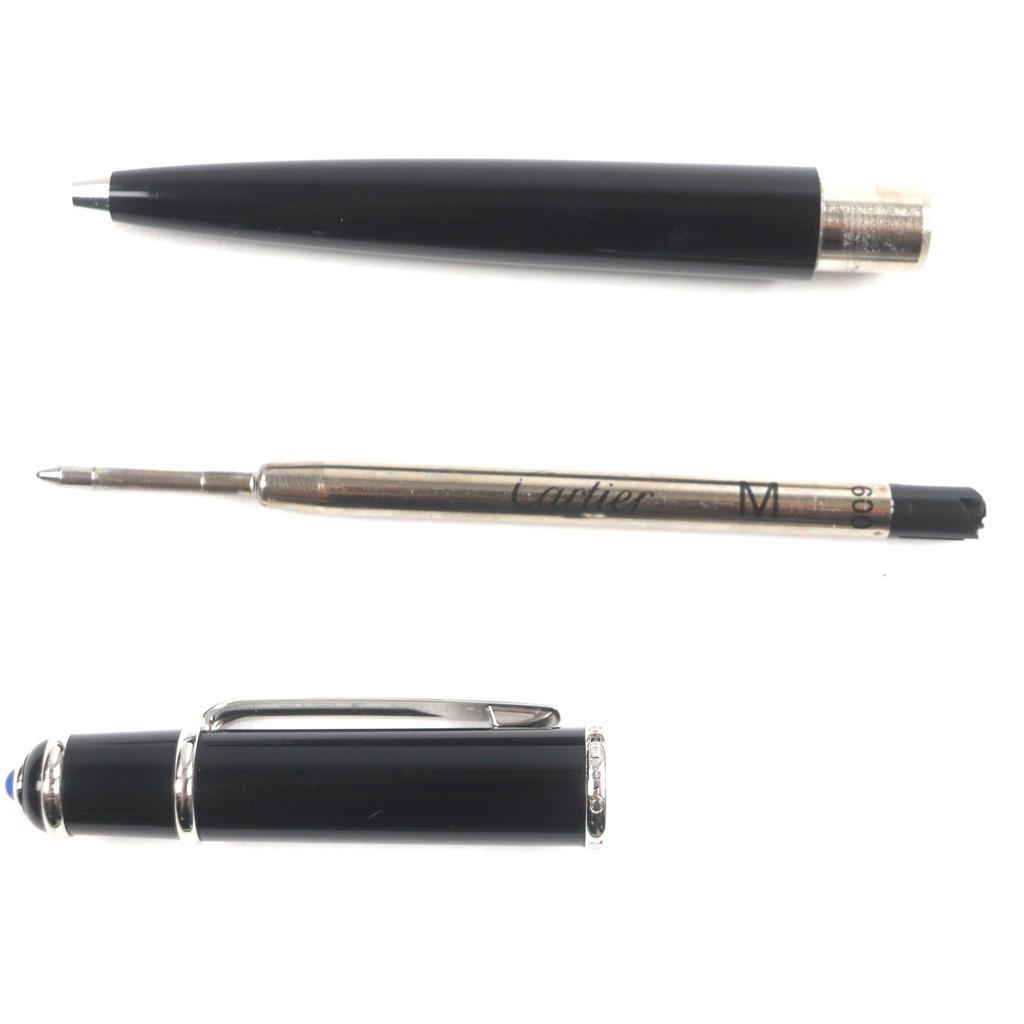 Great Cartier Ballpoint pen Diaboro de Cartier Black Silver Colored stone mens Used