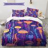 Colorful jellyfish  Pattern Bedding Quilt Set Quilt Cover Pillowcase Home Decoration  Gift (1 * duvet cover + 2 * pillowcase, without core)