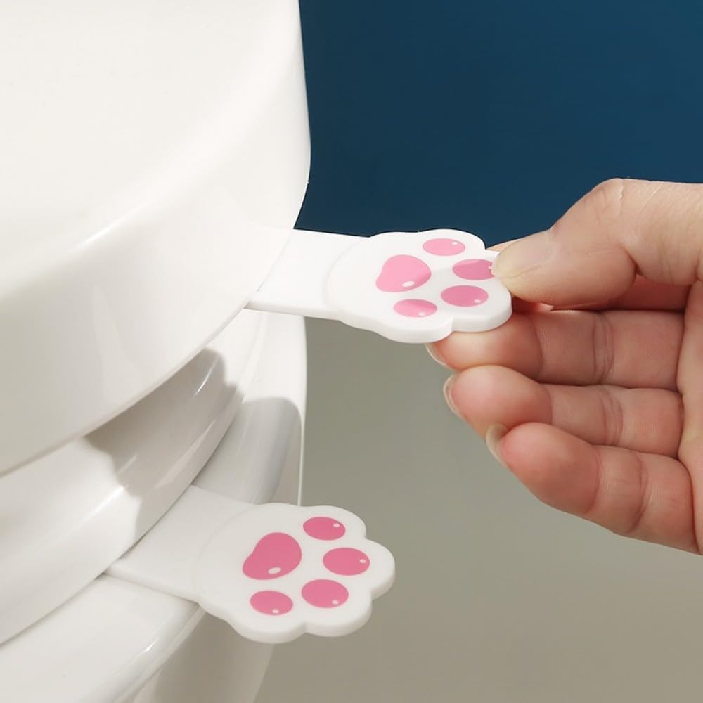 Seimeinoki Toilet Seat Cute Toilet Seat Pack of Cat Claw Toilet Lid Convenient To Raise and Does Not Get Your Hands Bathroom Toilet Includes Sponge
