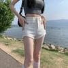 White Denim Shorts Women's Summer New Wear High Waist and Thin Tight Spice Girl Word Super Short Hot Pants
