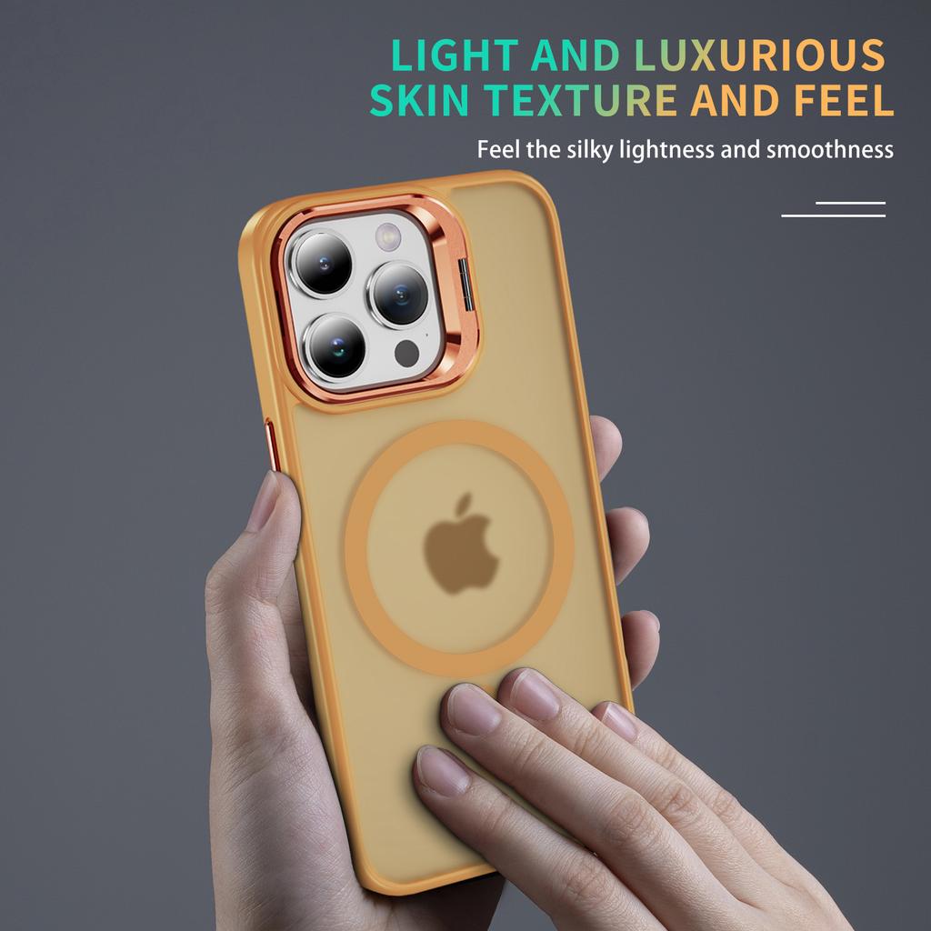 Compatible with MagSafe for iPhone 15 Pro Case PC+TPU+Metal Kickstand Phone Cover