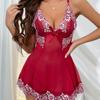 European and American Sexy Lingerie: Mesh See-Through Suspender Nightdress