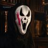 Realistic Horror Skeleton Masque Halloween Ghost Full Face Masque, Screaming with Scary Hood, Costume Accessory for Cosplay Party, Haunted House Props