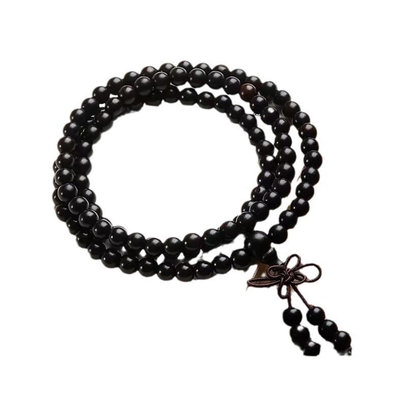 108-Bead Ebony Buddha Bracelet: Purple Light for Men & Women