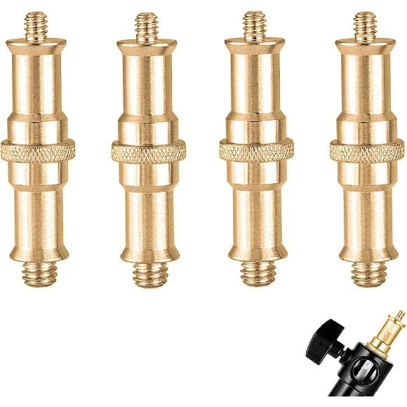 4 PCS Standard 1/4 to 3/8 inch Metal Convertor Threaded Screw Tripod Adapter Spigot Stud for Flash Holder, Studio Light Stand, Ball Head (Copper)