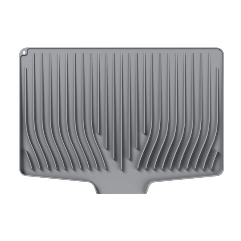 Silicone Kitchen Counter Drying Mat Non-Slip Dish Drainer Pad with Slope Design for Plates Heat-Resistant Utensil Drain Board