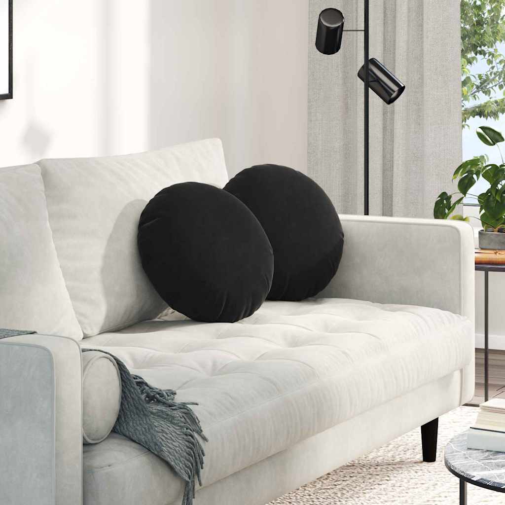 Seat Cushion Set 2 Pieces Black Ø 40 x 13 cm Velvet