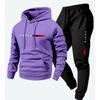 Mens Hooded Oversized Cotton Blend Sweatshirt Set Long Sleeve Top Pants Casual Sportwear