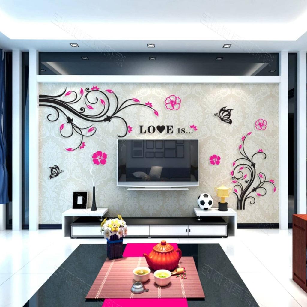 3D Acrylic Wall Decal Easy to Apply Floral Vine Wall Sticker Botanical Vine Decal Removable Home Decor Peel and Stick