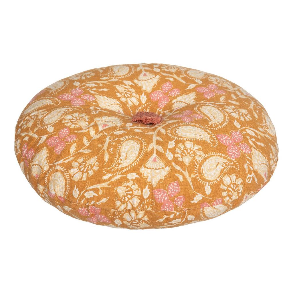 Buy Round Slub Cushion 40 Cm Folk Ocher at affordable prices — free