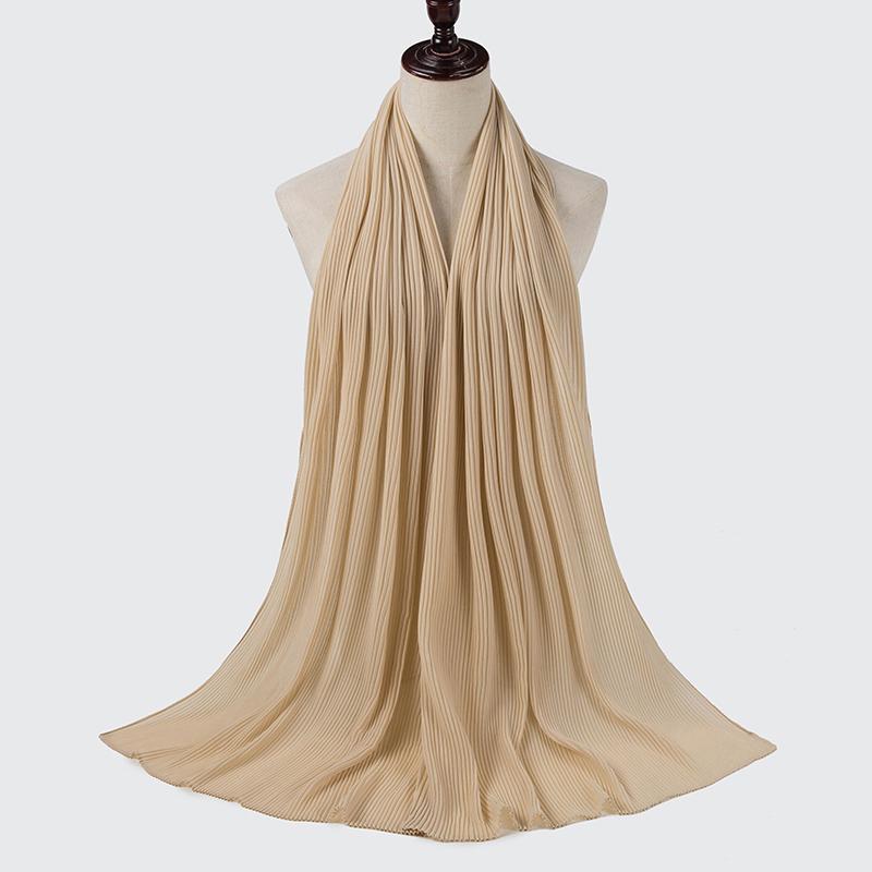 Muslim Pearl Chiffon High Quality Mini Pleated Chiffon Hijab Muslim Shawl For Women Hijab Scarf