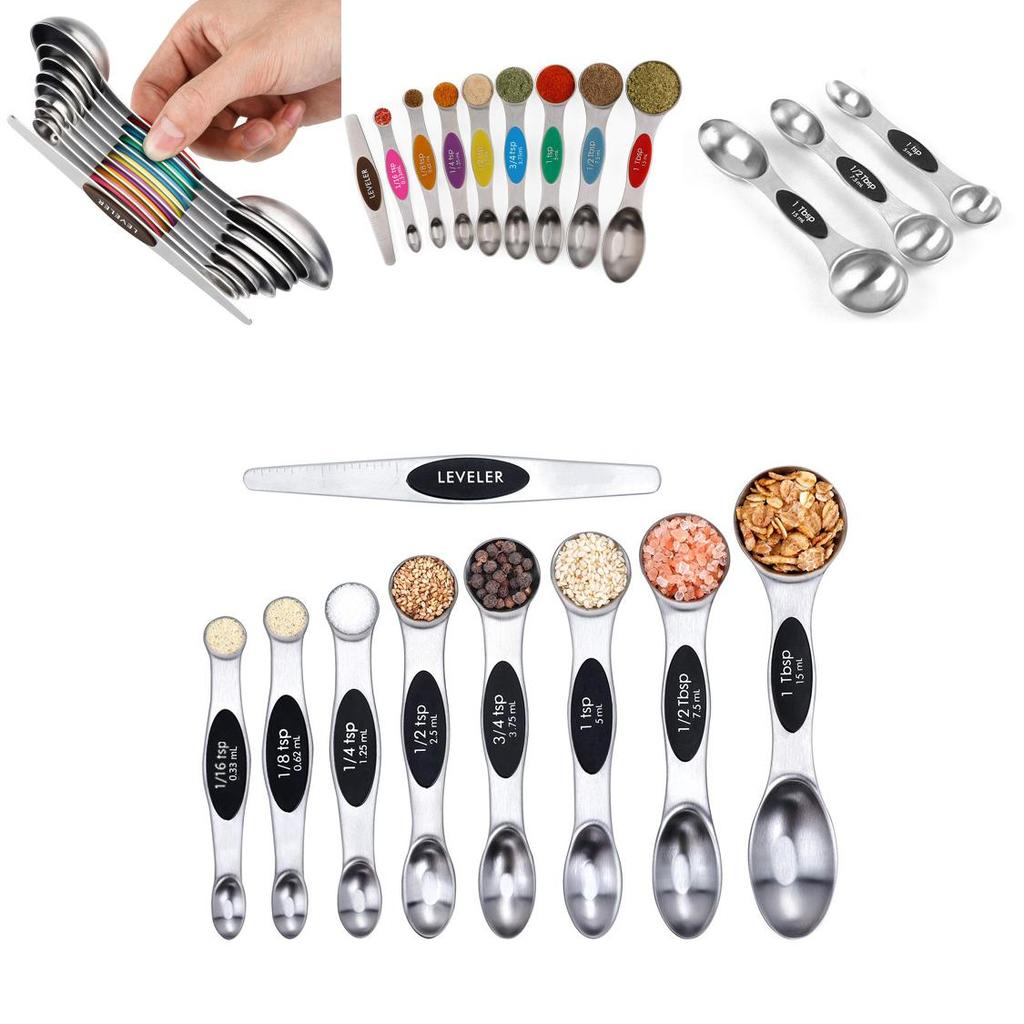 Innovatives magnetisches Messlöffel-Set in neun Teilen mit genauen Graduierungen für Rezepte