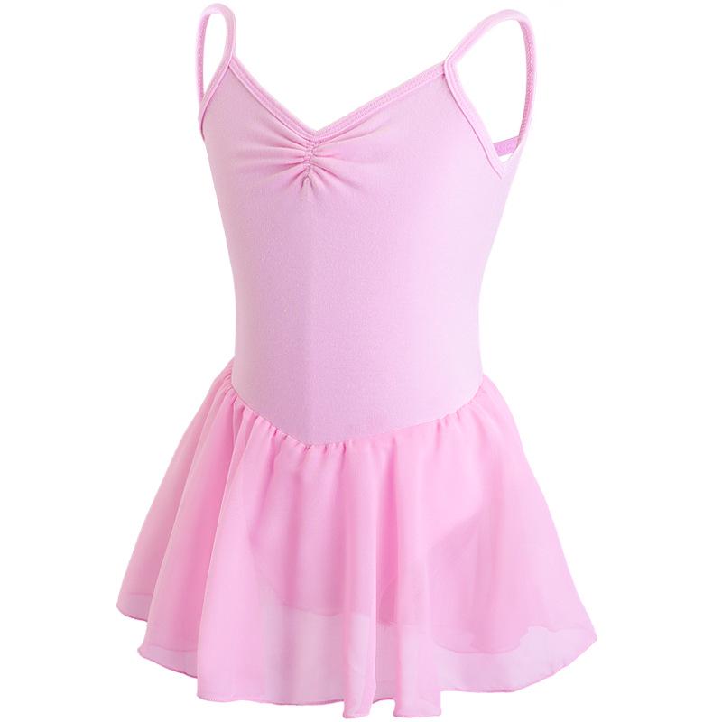 Children's Ballet Costume: Chiffon Princess Skirt with Crossed Suspenders and Open Crotch Bodysuit