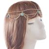 Jewelry Headband 21.7in Long Golden Color Retro Style Exquisite Luster Tassel Forehead Headband for Women Wedding Party