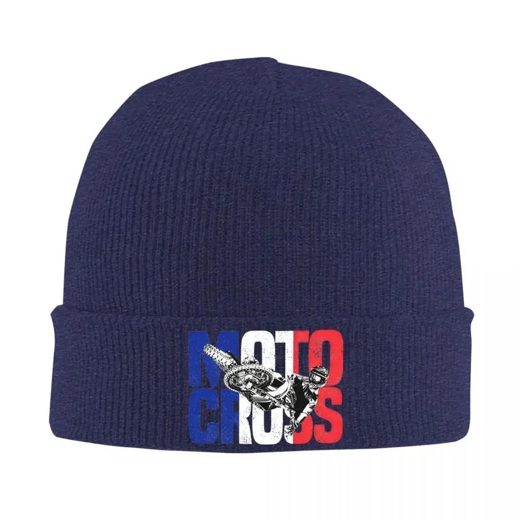New French Motocross Beanie Hats Bonnet Hats Unisex Women Vintage Hippie Knitting Hat Winter Printed Elastic Caps