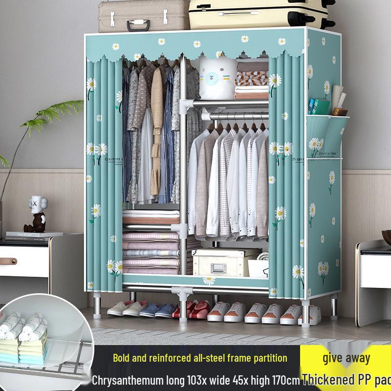 Sturdy All-Steel Cloth Wardrobe: Durable Bedroom Storage Cabinet for Easy Assembly