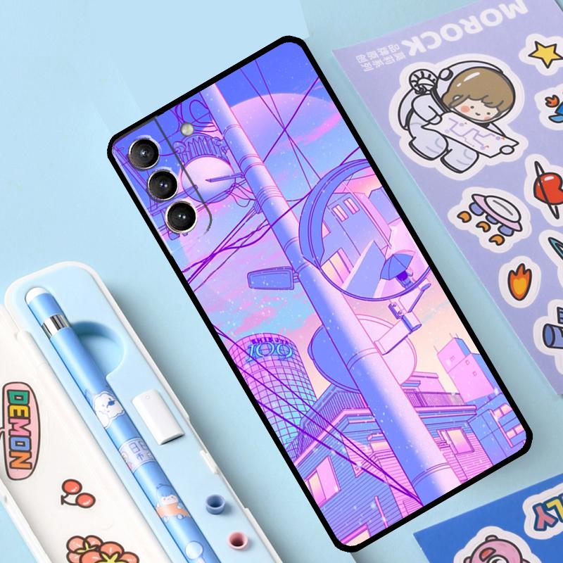 Pastel Japan Kyoto City Case For Samsung Galaxy S23 S22 S20 S21 Ultra S8 S9 S10 Note10 Plus Note20 Ultra S20 FE Cover
