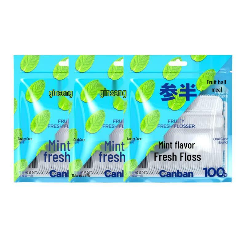 Canban Mint Dental Floss Picks (100 Count x 3 Packs)