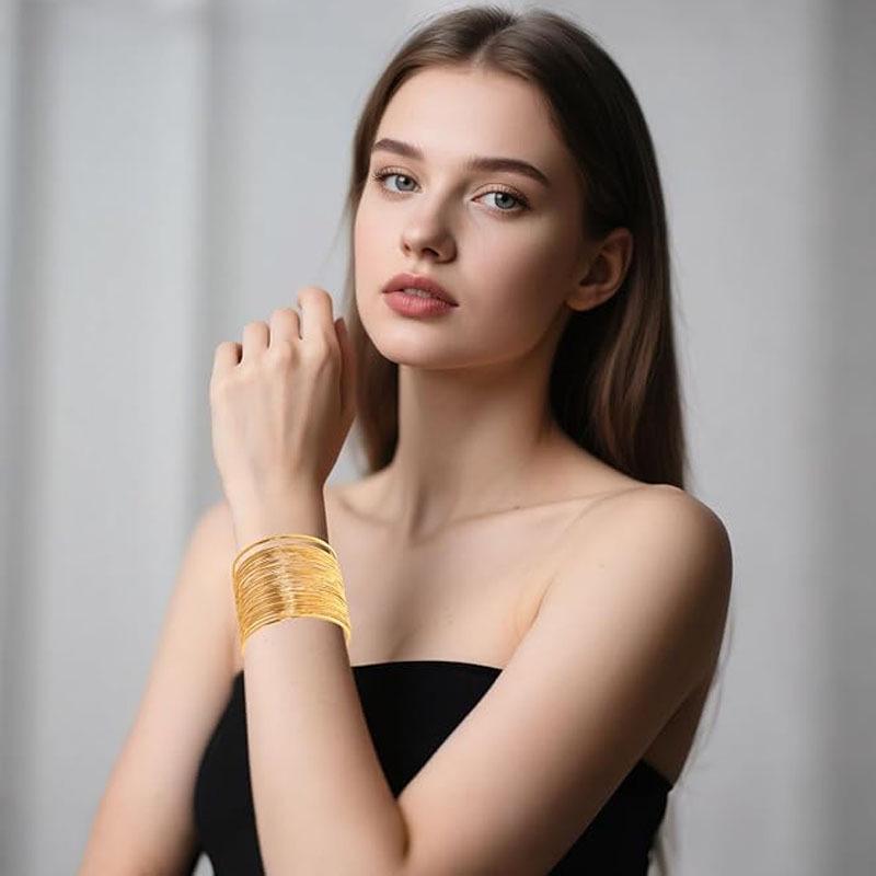 Trendy Geometric Multi-layer Metal Bracelet: High-end, Fashionable European & American Style