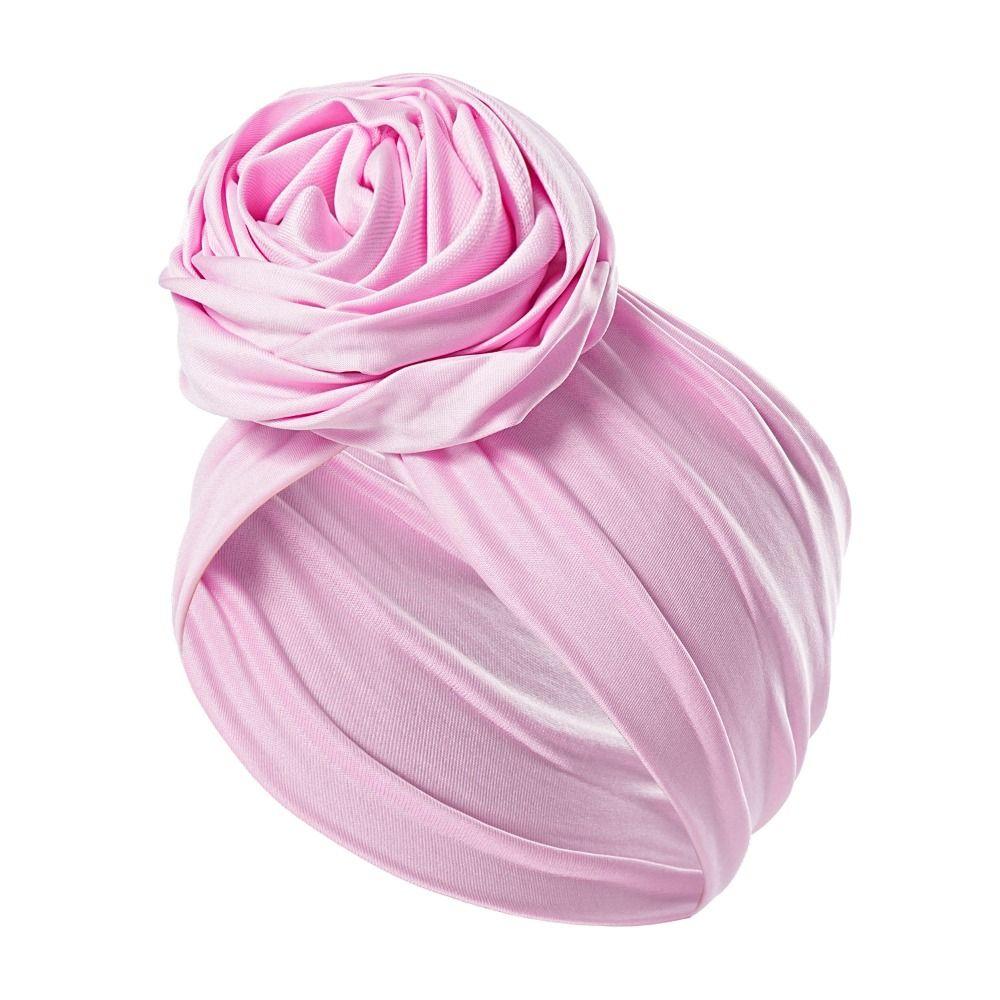 Elastic Big Rose Flower Hairband Raw Silk African Turban Cap Boho Flower Bandana  Hair Accessories