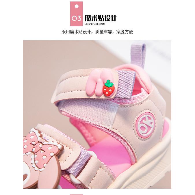 Girls' My Melody Summer New Open-Toe Non-Slip Beach Shoes for Older Children with Velcro Fashionable Versatile Sandals