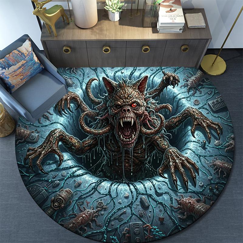 Tappeto Rotondo con Stampa Cartoon, Tappeto per Soggiorno Camera da Letto Divano Sala Giochi Decorazione, Tappetino Antiscivolo