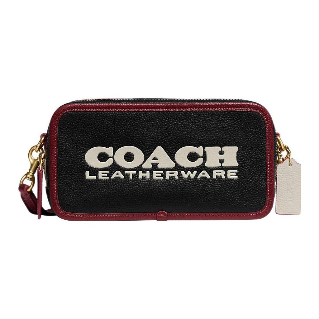 Coach Kia 23 Zipper Closure Detachable Shoulder Strap Natural Pebble Leather Camera Bag Women Shoulder Bag Black CE735-B4M2