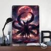 Kitsune in Bloodmoon Poster Customized Wall Art Vintage Metal Signs Retro Tin Plaque for Man Cave Garage Decoration Room Decor