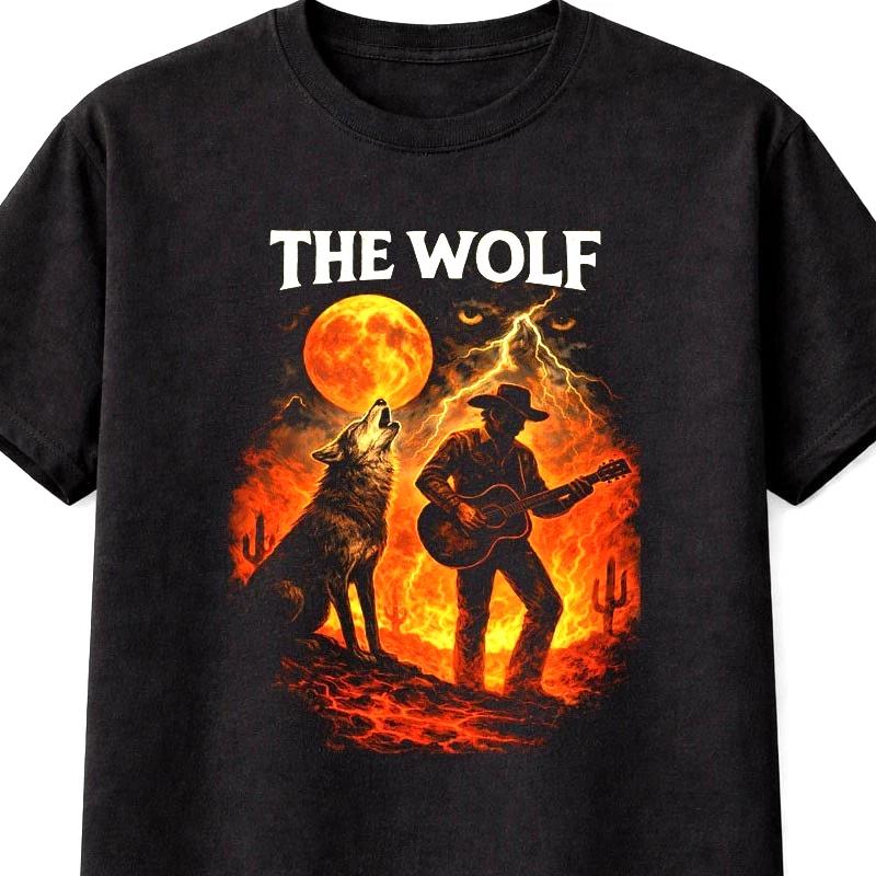 The Wolf Howling Cowboy Guitar Western Unisex TShirt Whiskey Myers Song S5XL S
