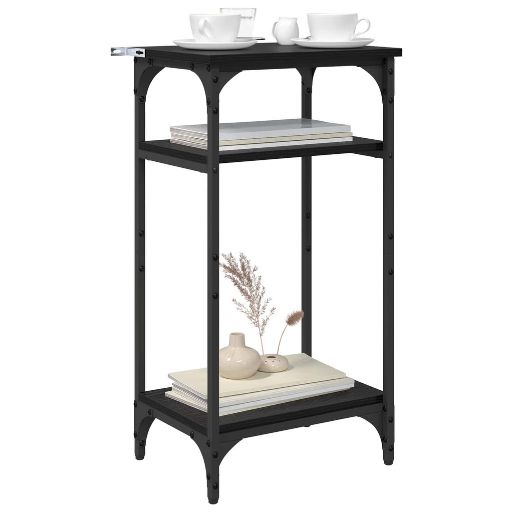 Side Table with Shelf Black Oak Effect 40 X 30 X 75 Cm