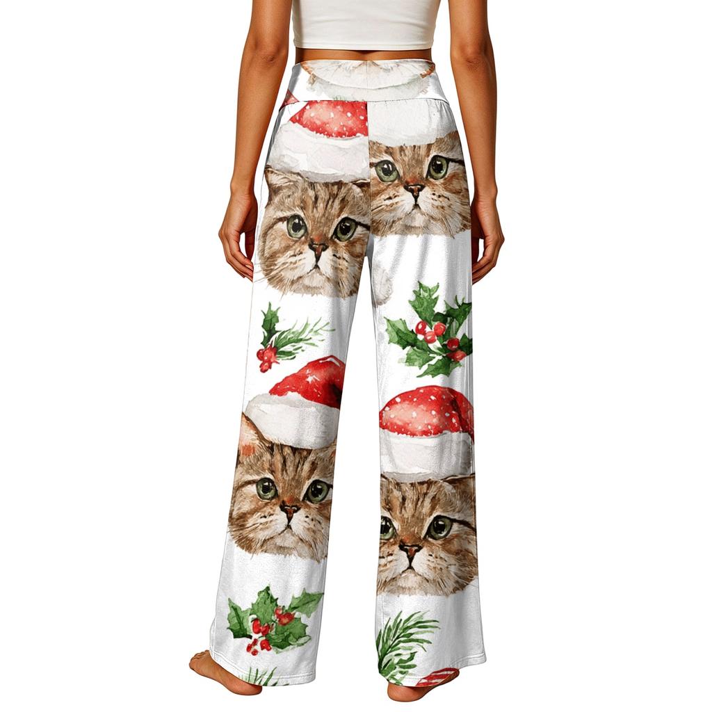 Women's Elastic Waist Casual Straight Leg Pants with Pockets for Everyday Wear