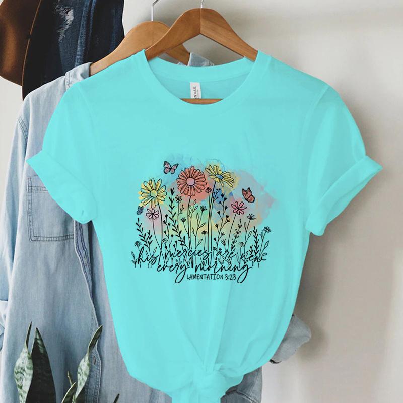 Women Christian Tshirt His Mercies Are Everty Lamentation 323 Print T Shirt Vintage Bible Verse Shirt Religious Faith Tshirt