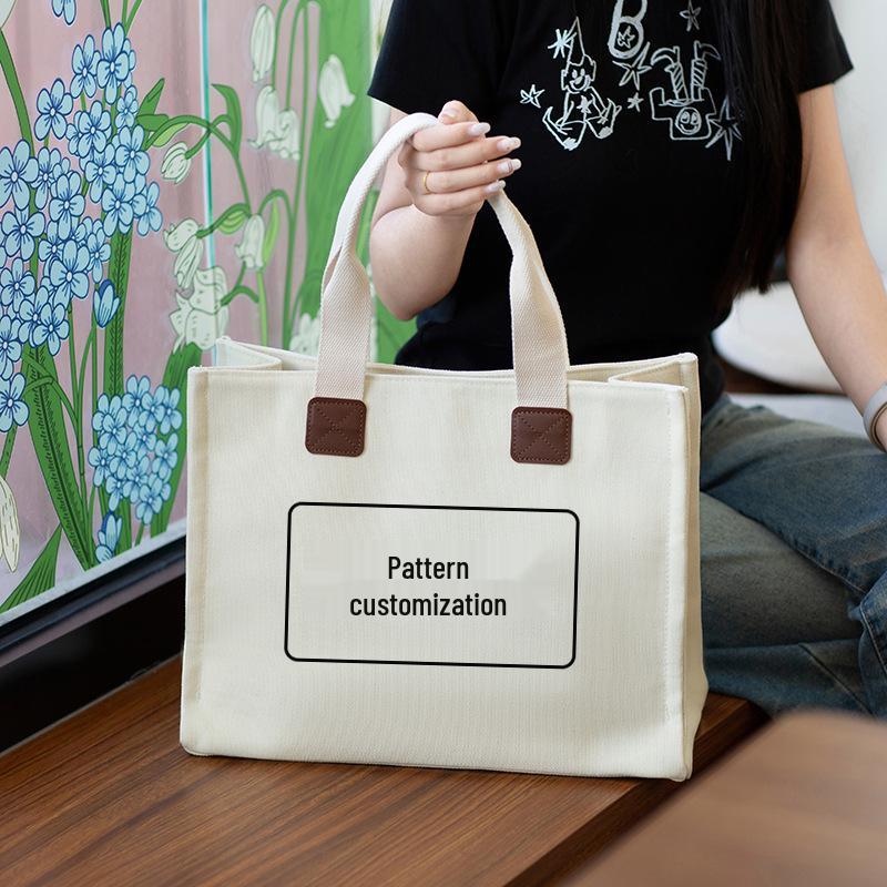 Large Canvas Tote Bag for Women - Customizable with Logo Pattern Ideal for Students