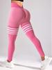 Women's Seamless High-Waisted Striped Peach Lift Yoga Leggings