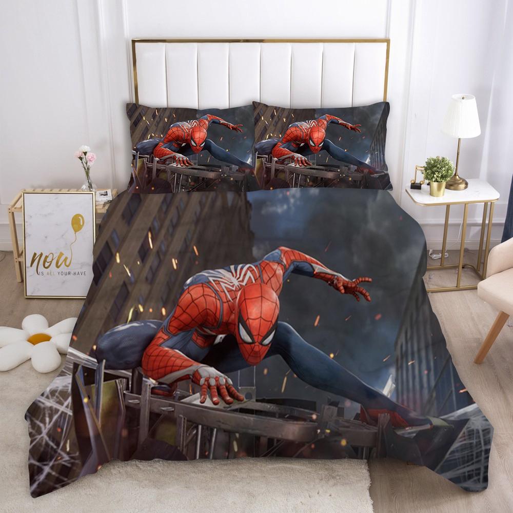 Marvel Comics Spider Man Anime Povlečení Přikrývka 1009 Polyester Vhodné Pro Děti I Dospělé 3dílná Sada