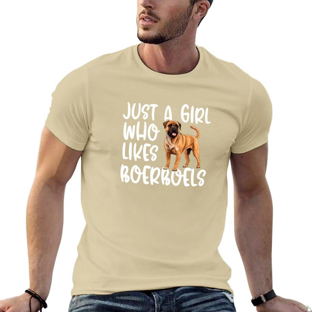 Just A Girl Who Likes Boerboels T-Shirt Vintage Clothes Shirts Graphic Tee Oversized T Shirt Tees T Shirt Men