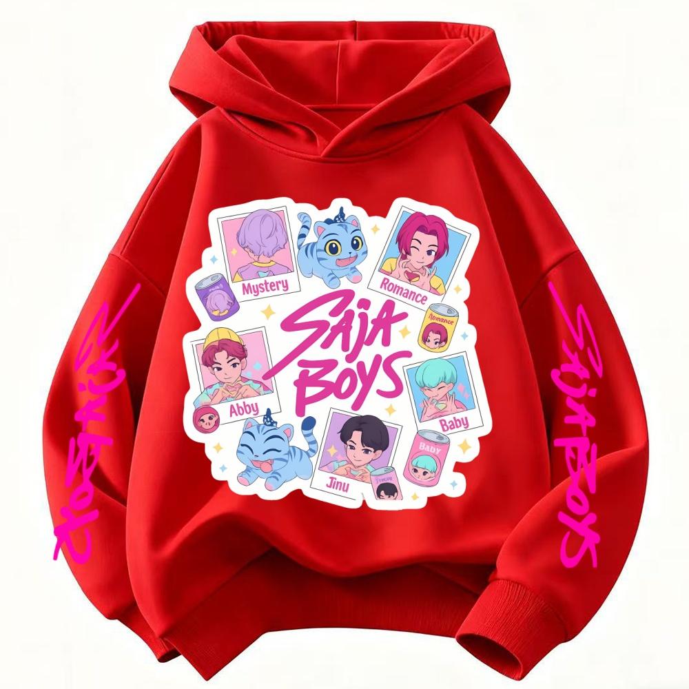 KPop Demon Hunters Print Children's Hoodies Tops Boy Girls Coat Casual Sweatshirr Pink Child 3-14 Year the Spring Autumn