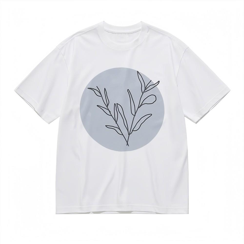 Women's Soft Breathable All Season Classic T-Shirt Minimalist Plant Line Tee