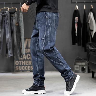 Frühling und Herbst Patchwork Stretch Plus Size Plus Size Jeans Herren Herren Lockere Gerade Hose Herrenhose
