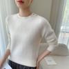Elegant Style Cashmere Women's Round Neck Pullover Sweater with Diagonal Buttons - Warm, Skin-Friendly, Long Sleeve Autumn/Winter Top