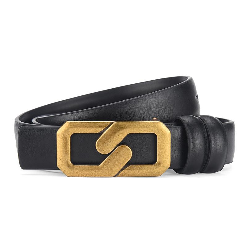 

Mei Mary Women s fashion smooth buckle reversible belt - double-sided minimalist leather belt - cowhide versatile women s pant belt 105cm чёрный