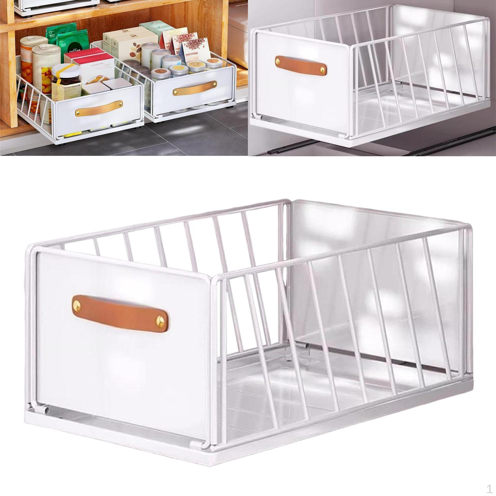 

Pull Out Cabinet Organizer Slide Drawer Carbon Steel Portable Sliding Mesh Basket for White 25cm