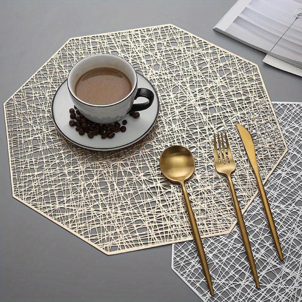 1PC Placemats Restaurant Hollow PVC Decoration Meal Mat Anti-hot Dining Table Line Mat Steak Plate Pad