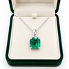 12 Ct   Natural Square Green Garnet 925 Sterling Silver Pendant