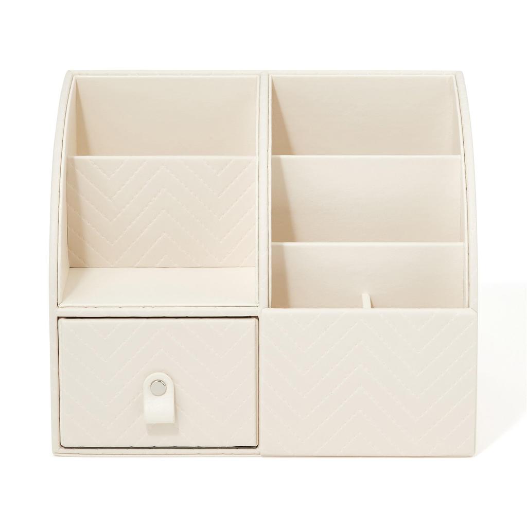 Francfranc Quilted Desk Organizer L Ivory Desk Storage Tabletop Storage Accessory Case Drawer